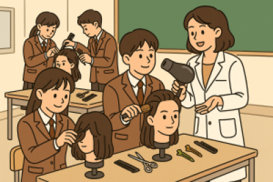 교복을 입은 친구들이 교실 안에서 헤